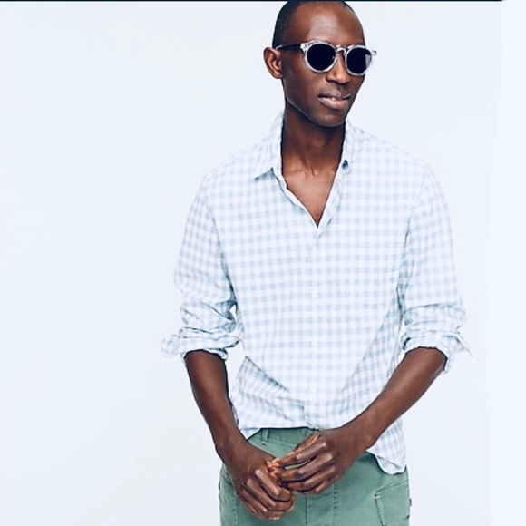 J. CREW ESSENTIAL GREY GINGHAM BUTTON DOWN SHIRT - Picture 4 of 4